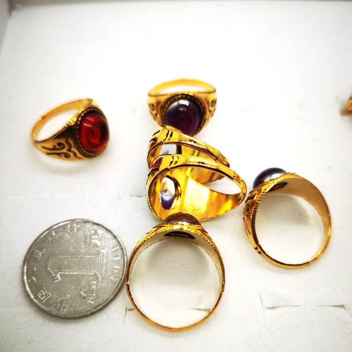 Wholesale Imitation gemstone men' s ring jewelry box vintage jewelry