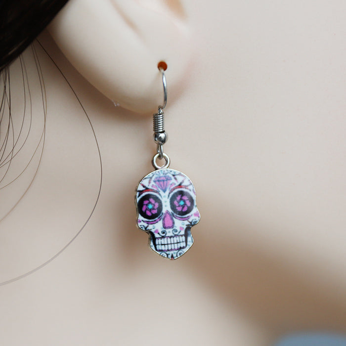 Wholesale Halloween Skull Alloy Earrings JDC-ES-Dagou005