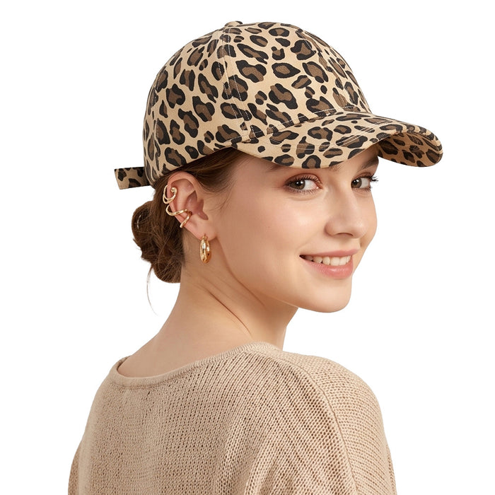 Wholesale Trendy Leopard Print Women' s Baseball Cap High Quality Sun Protection Hat Boutique Gift