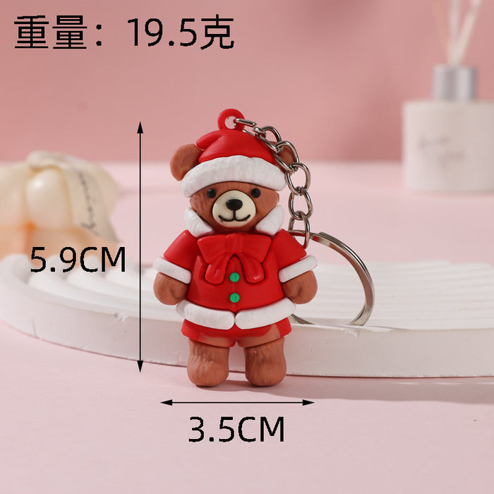 Wholesale Cute Christmas bear keychain schoolbag pendant doll  keychain Christmas activity small gift