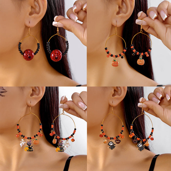 Wholesale Versatill Pumpkin Ghost Crystal Rice Bead Earrings for Women