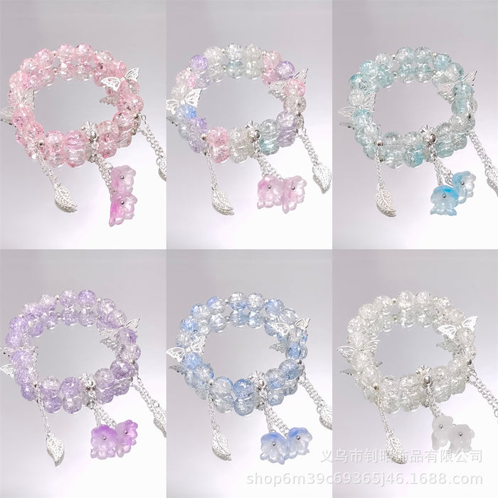 Wholesale Chic Crystal Lily of the Valley Bracelet Butterfly Design Fashion Accessory