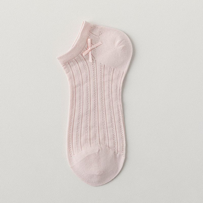 Wholesale Mesh small bow solid color boat socks short socks thin