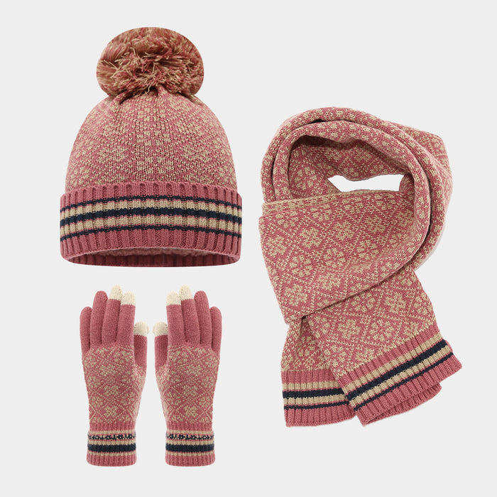Wholesale Christmas reindeer jacquard knitted winter hat set