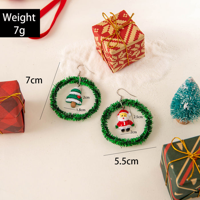 Wholesale Christmas tree bow color wreath earrings personality bell Christmas series earrings women