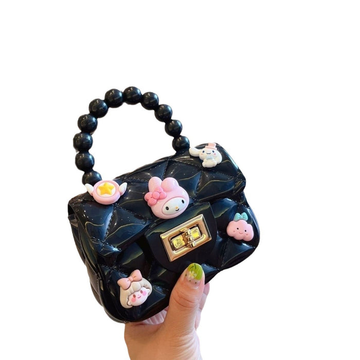 Wholesale Cute cartoon jelly bag diamond chain small square bag mini pearl portable messenger bag