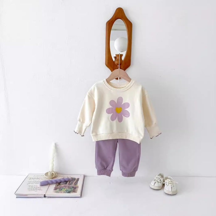 Wholesale Cute Small Flower Sweatshirt Sweatpants Baby Suit JDC-BC-WeiNiS022