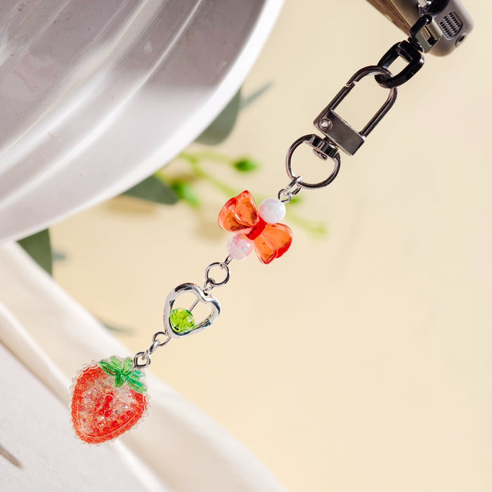 Wholesale Cartoon Fruit Beaded Charm Set - Electroplated Phone Bag Keychain Accessory