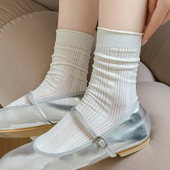 Wholesale Socks Thin Stacked Socks Versatile Pure Cotton Mesh Hollow Middle Tube Socks