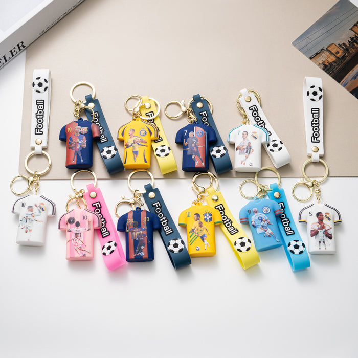 Wholesale Soccer Jersey Keychain Pendant PVC Car Key Accessory Gift MOQ≥2