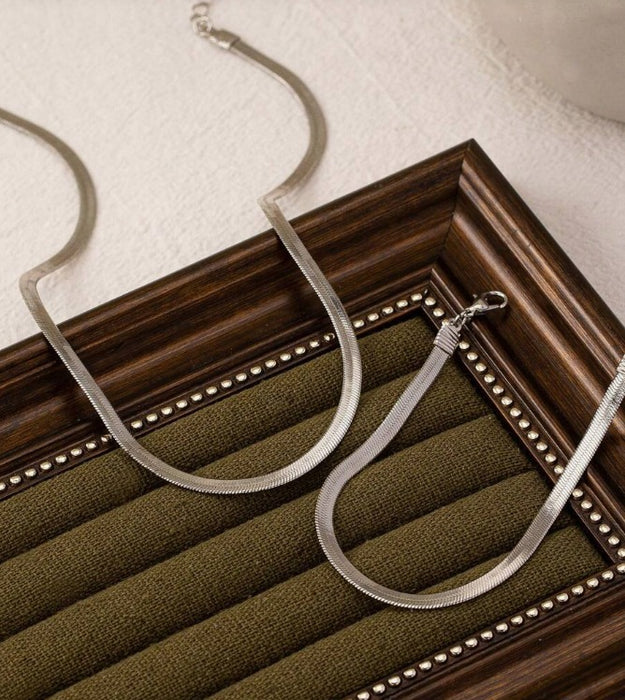 Wholesale Golden Blade Chain Snake Bone Flat Snake Chain Necklace Bracelet Jewelry suit