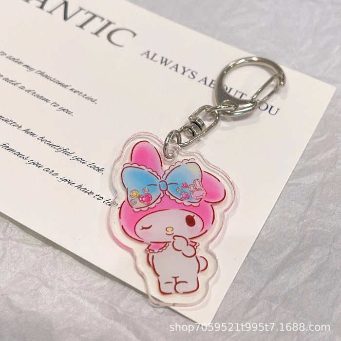 Wholesale Double-sided Keychain Cute Cartoon Book Bag Pendant Transparent Pendant Acrylic Key Ring for Men and Women