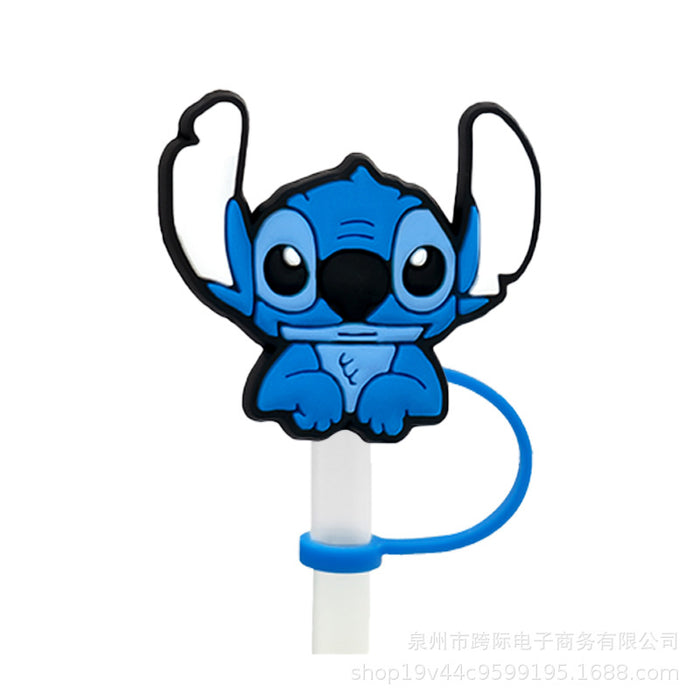 Wholesale New Cute Anime Party Straw Decoration Cartoon Straw Cover Straw Cap Silicone Dust Stopper Cross border Product