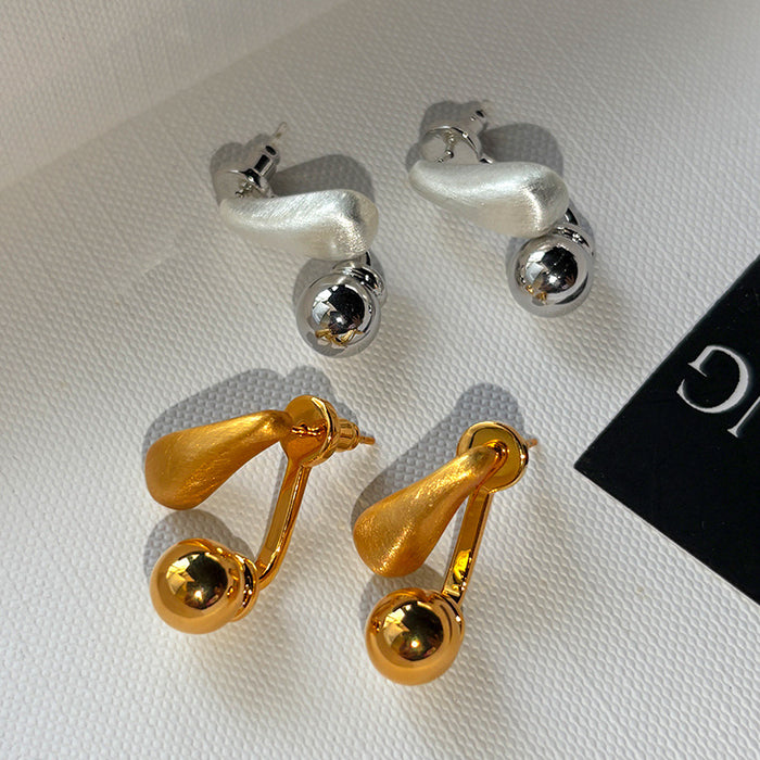 Wholesale Silver Needle Retro Brushed Water Drop Earrings, Light Luxury, High Grade, Elegant and Elegant, Earrings and Accessories