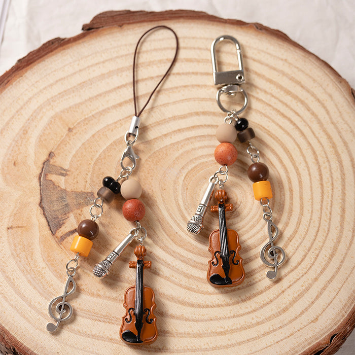 Wholesale Violin Beaded Mobile Phone Chain Decoration Pendant Bag Pendant Key Chain