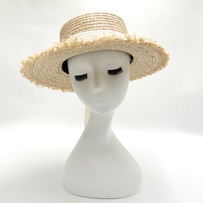 Wholesale Letter Embroidered Straw Hat Seaside Vacation Loose-Brimmed Beach Hat