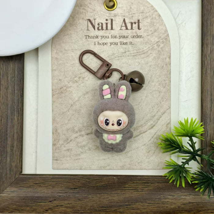 Wholesale flocked bell resin accessory Keychains