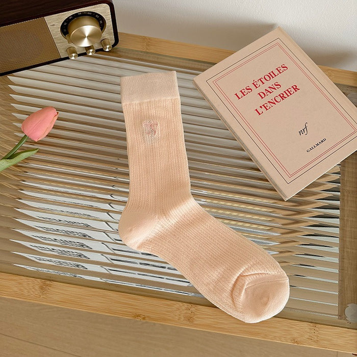 Wholesale Bow tie socks boneless mid tube socks mesh breathable long socks thin stacking socks
