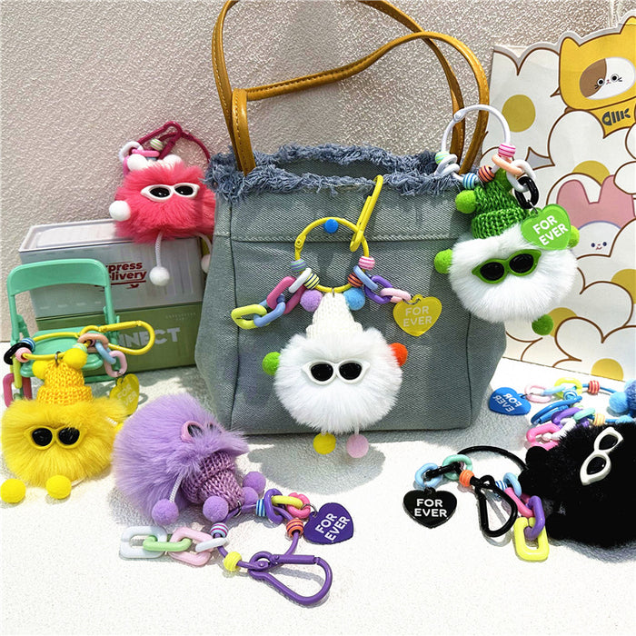 Wholesale Cartoon Plush Briquette Keychain Colorfulful Cute Doll Student School Bag Pendant Key Chain Pendant Small Gift