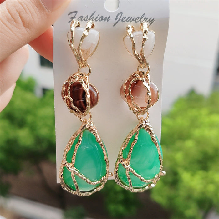 Wholesale Personalized and trendy multi-layer resin water droplet light luxury water droplet geometric exaggerated earrings