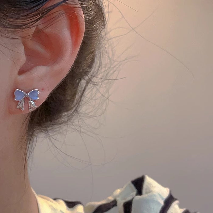 Wholesale Small niche design, personalized earrings, internet celebrity, versatile bow earrings