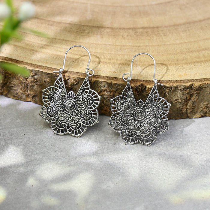 Wholesale Bohemian Turquoise Drop Earrings Alloy Electroplated Geometric Design MOQ≥2