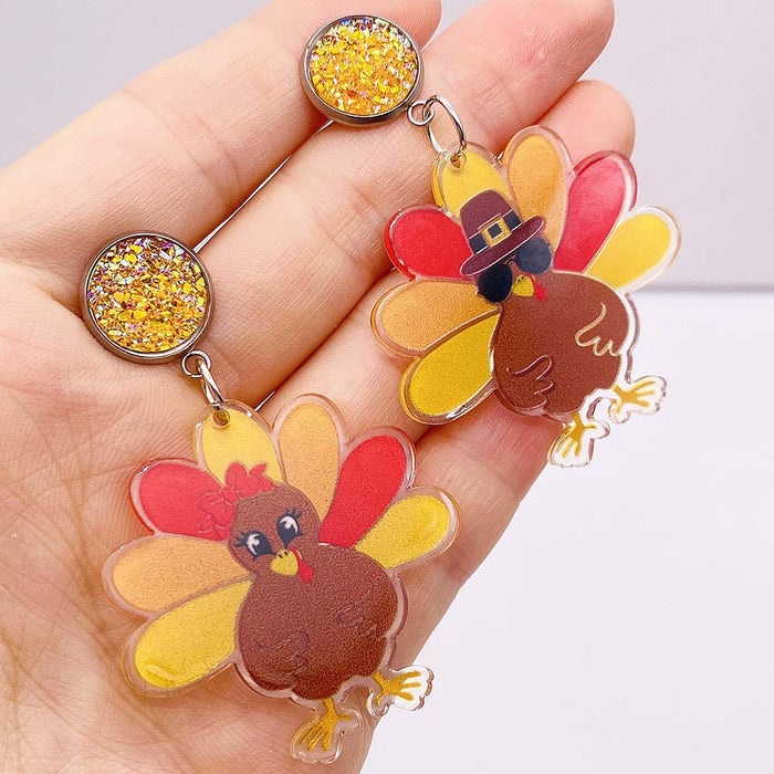 Wholesale Thanksgiving Turkey Acrylic Earrings JDC-ES-Chengy035