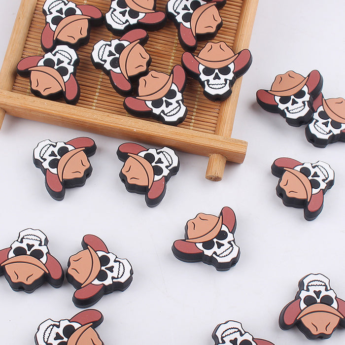 Wholesale Cartoon Straw Hat Skull Silicone Focal Beads JDC-BDS-GuangTian015