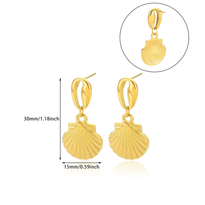 Wholesale Stainless Steel Ocean Series Shell Pearl Pendant Earrings Niche Jewelry