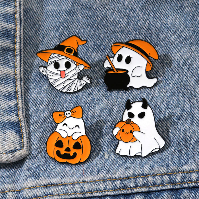 Wholesale  Ghost Pumpkin Brooch Cute Creative Metal Badge Pin Buckle Clothes Bag Versatile Accessories Medal