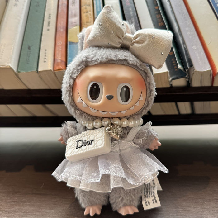 Wholesale Doll clothes bow lace dress with bag pull cloth clothes accessories