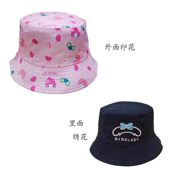 Wholesale Double sided embroidered fisherman hat, fashionable cartoon printed basin hat, sun visor hat