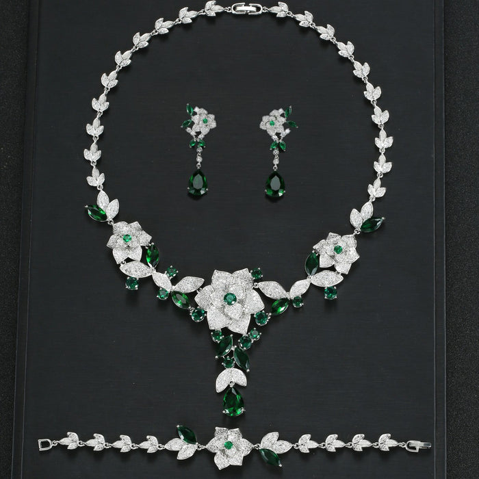 Wholesale Three-Piece Set Necklace Earrings Bracelet Party Wedding Dress Bride Dress Jewelry