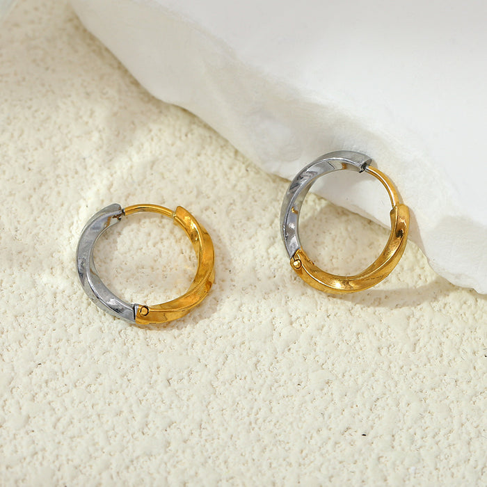 Wholesale Circular earrings made of stainless steel with gold-plated finish, featuring a minimalist design and titanium steel earrings