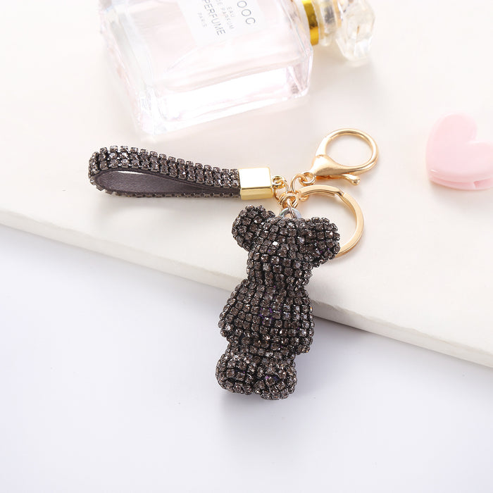 Wholesale Cartoon Rhinestone  Plush Keychain Cute Key Ring