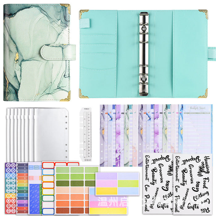Wholesale Binder Zipper Bag Macaron Notebook Leather Pu Loose-Leaf Cash Budget Notebook