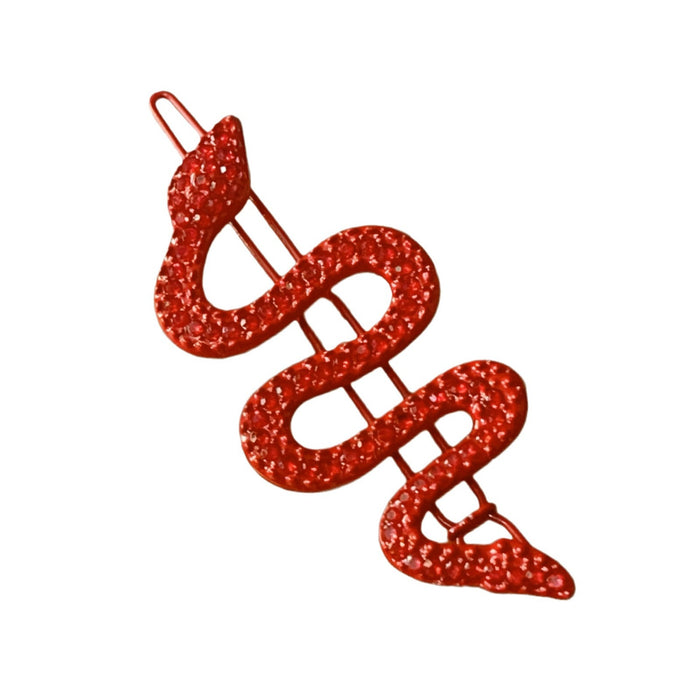 Wholesale  Red Snake Hairpin Rhinestone One-word Clip  Full Diamond Hair Accessories Side Clip Niche Headwear Hairpin Children
