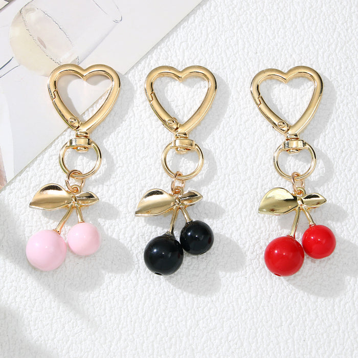 Wholesale Trendy Cherry Keychain Bag Charm Red Zinc Alloy Gift MOQ≥2