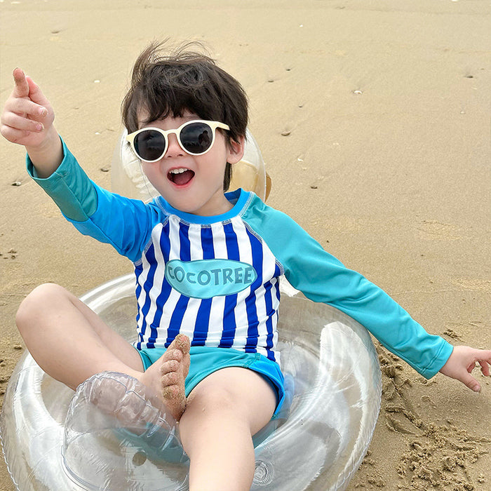 Wholesale New children's split long sleeved sunscreen swimsuit beach vacation set