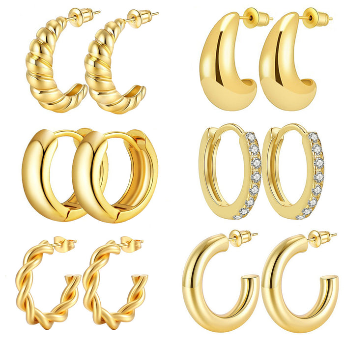 Wholesale Copper plated real gold exaggerated earrings with a high-end feel, trendy geometric earrings, and simple design