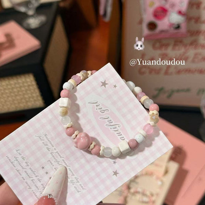 Wholesale Macaron bead bracelet, niche design, elastic bracelet, light luxury temperament, contrasting color accessories