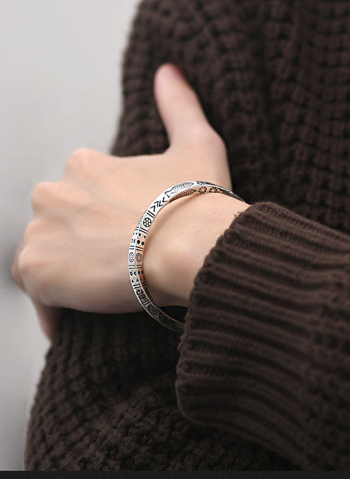 Wholesale Silver Plated Vintage Handmade Solid Open Bracelet Bracelet Bracelet