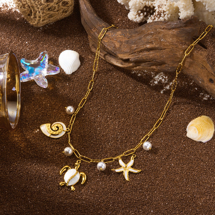 Wholesale Stainless Steel Ocean Sea Star Pendant Necklace Fashion Accessory Gift