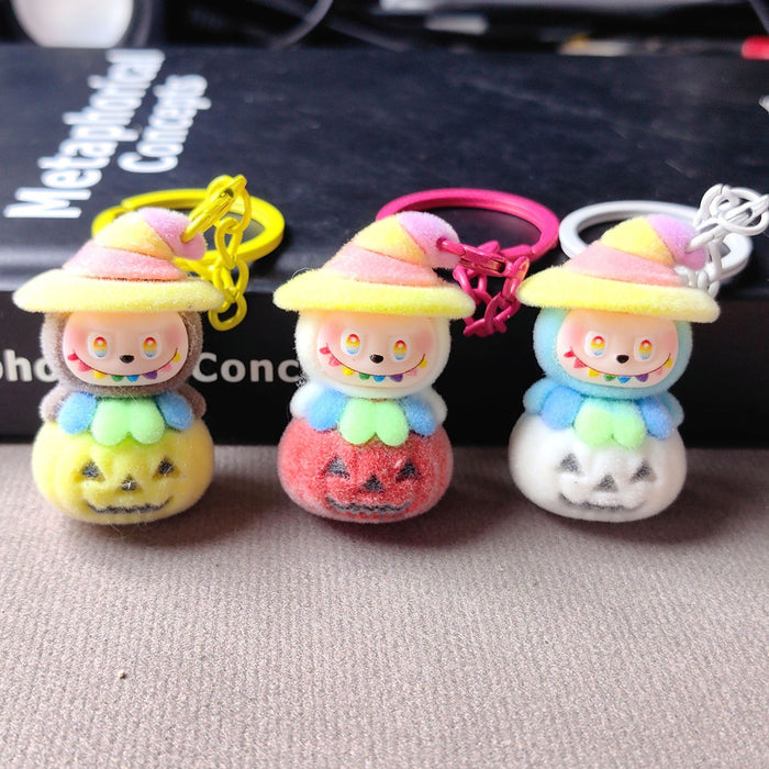 Wholesale Pumpkin  Flocking Punch Cute Phone Charm Bag Accessory