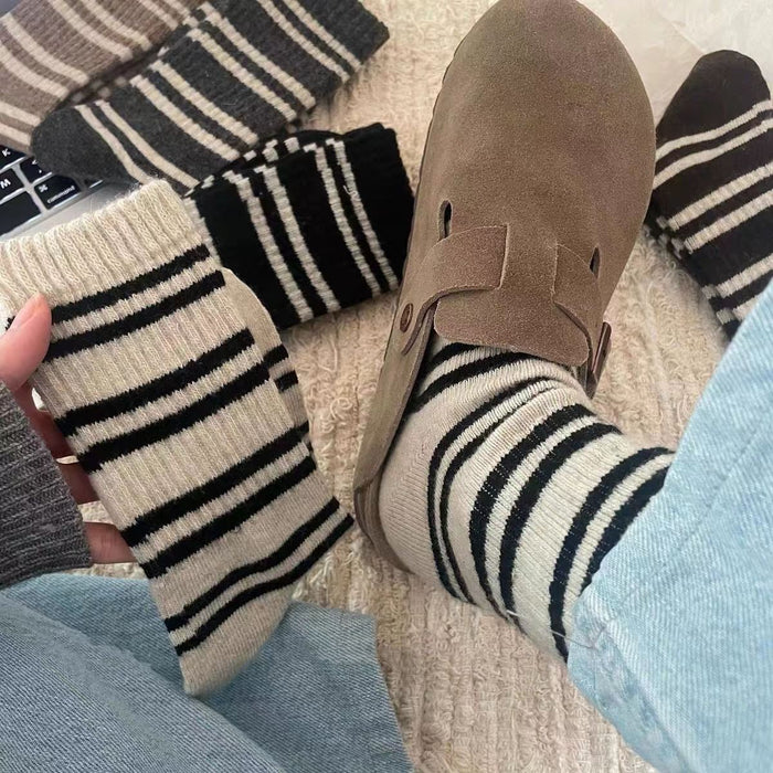 Wholesale Socks, mid length socks, striped socks, thick and warm, outer sports socks
