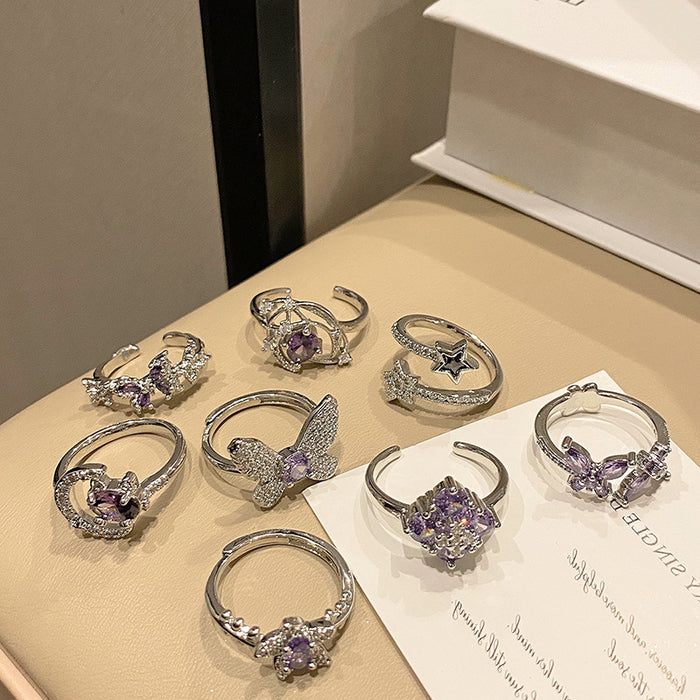 Wholesale Exquisite niche zircon butterfly diamond ring with minimalist layering style and versatile ring accessories