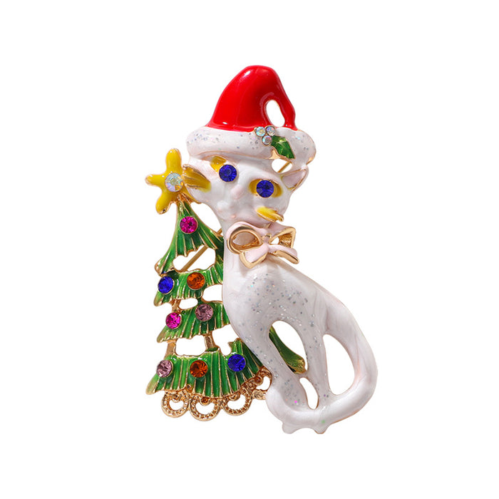Wholesale Cute Animal Christmas Cat Brooch
