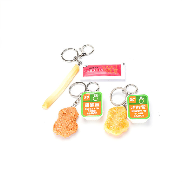 Wholesale Trendy Chicken Nugget Keychain Cute PVC Food Charm MOQ≥2