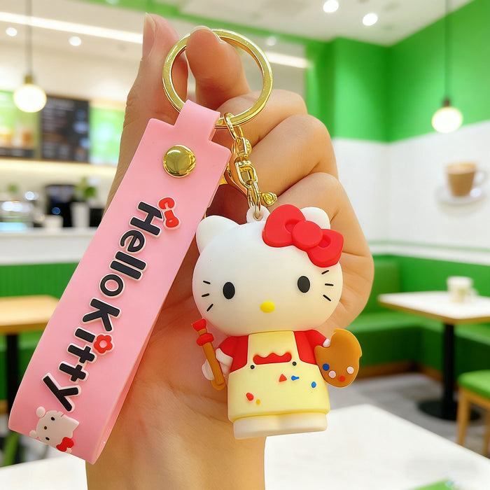 Wholesale Silicone Cat Keychain Cute Cartoon Design Car Key Accessory MOQ≥2