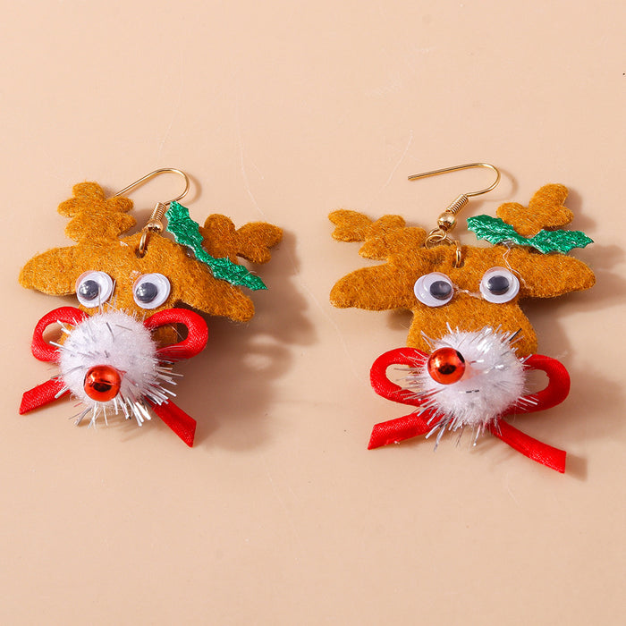 Wholesale Christmas earrings cartoon cute funny elk Christmas tree garland earrings jewelry